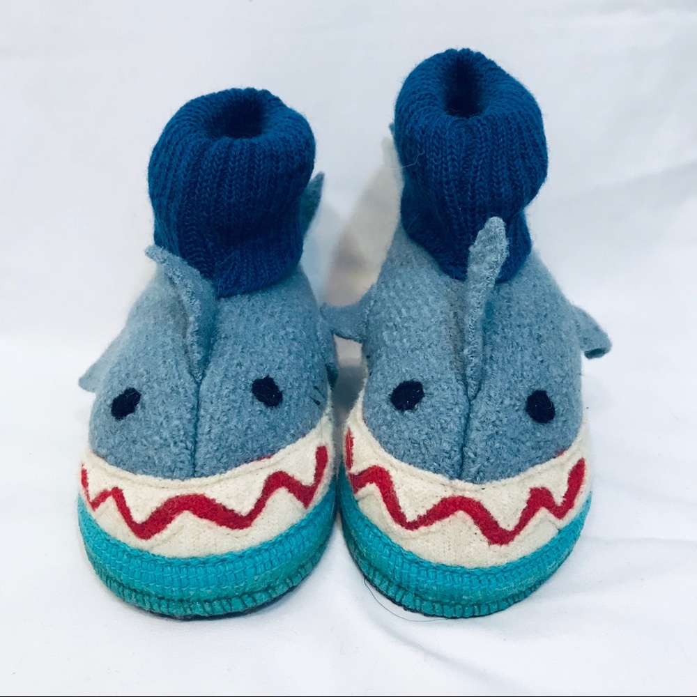 Garnet Hill Kids' Wool Shark Slipper Boots Size 8